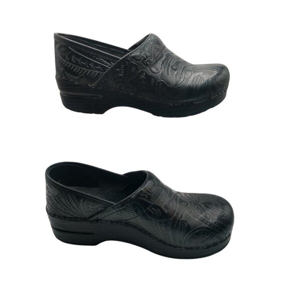 Dansko Womens Black Engraved Leather Clogs Size 36 - Picture 3 of 8